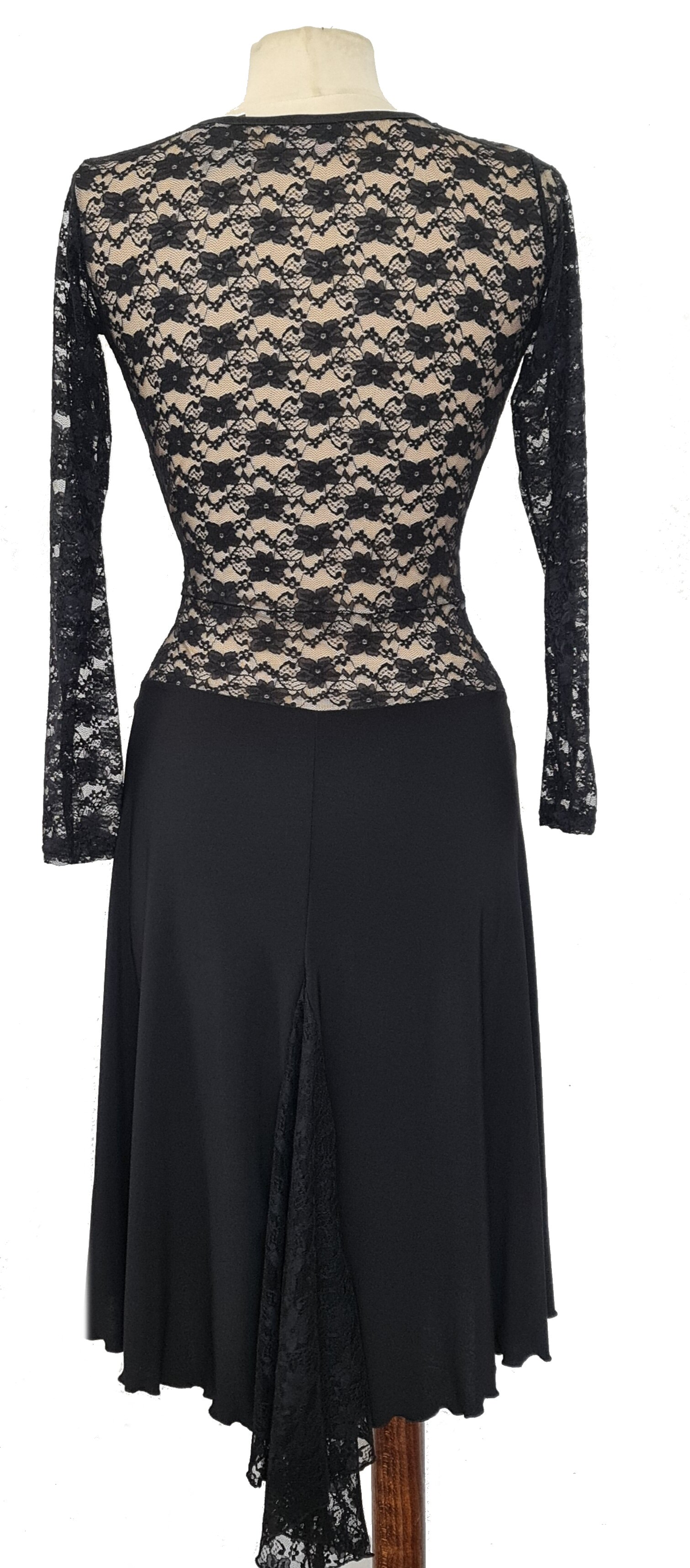 Argentine Tango dress with lace back and sleeves