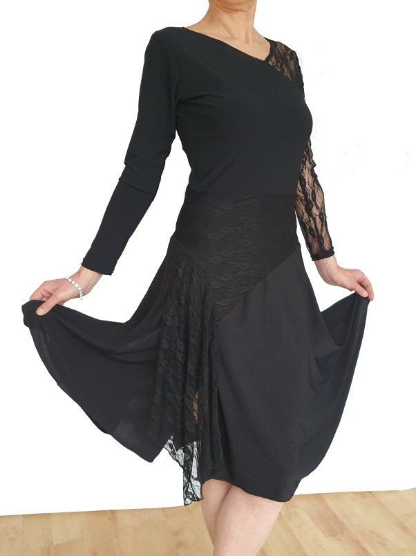 Black Argentine Tango dress with lace
