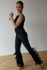 Ladies stretchy dance trousers with fringe