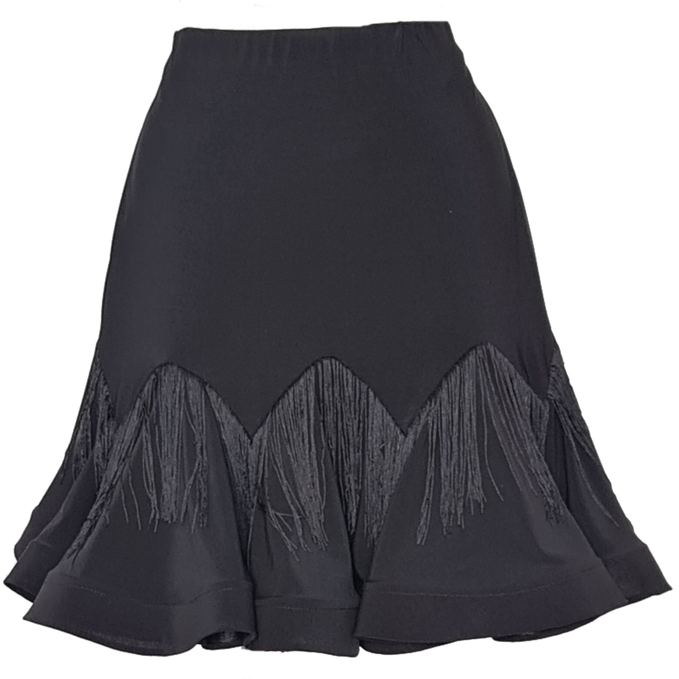 Latin skirt with circular godets and fringe