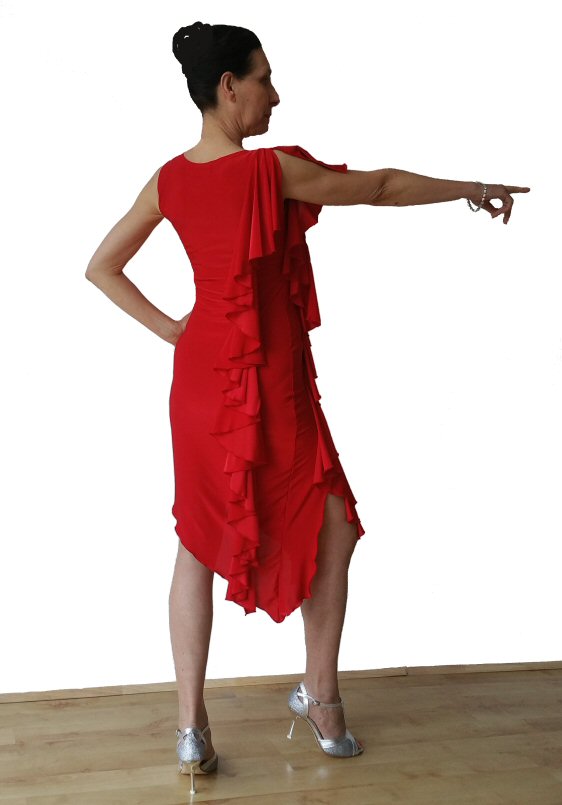 Right side frill Red Latin dress