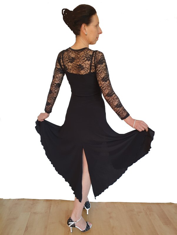 Argentine Tango dress with lace sleeves