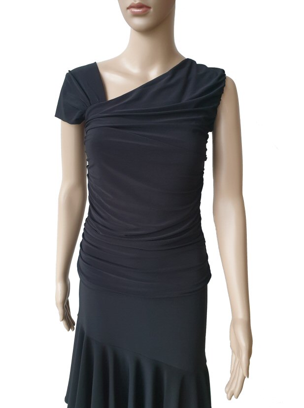 Asymmetrical ruched top Black