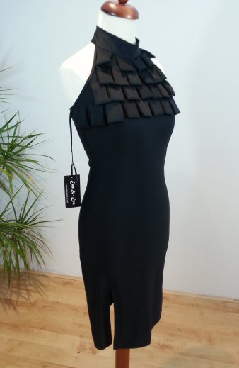 Fish style knee length black dress
