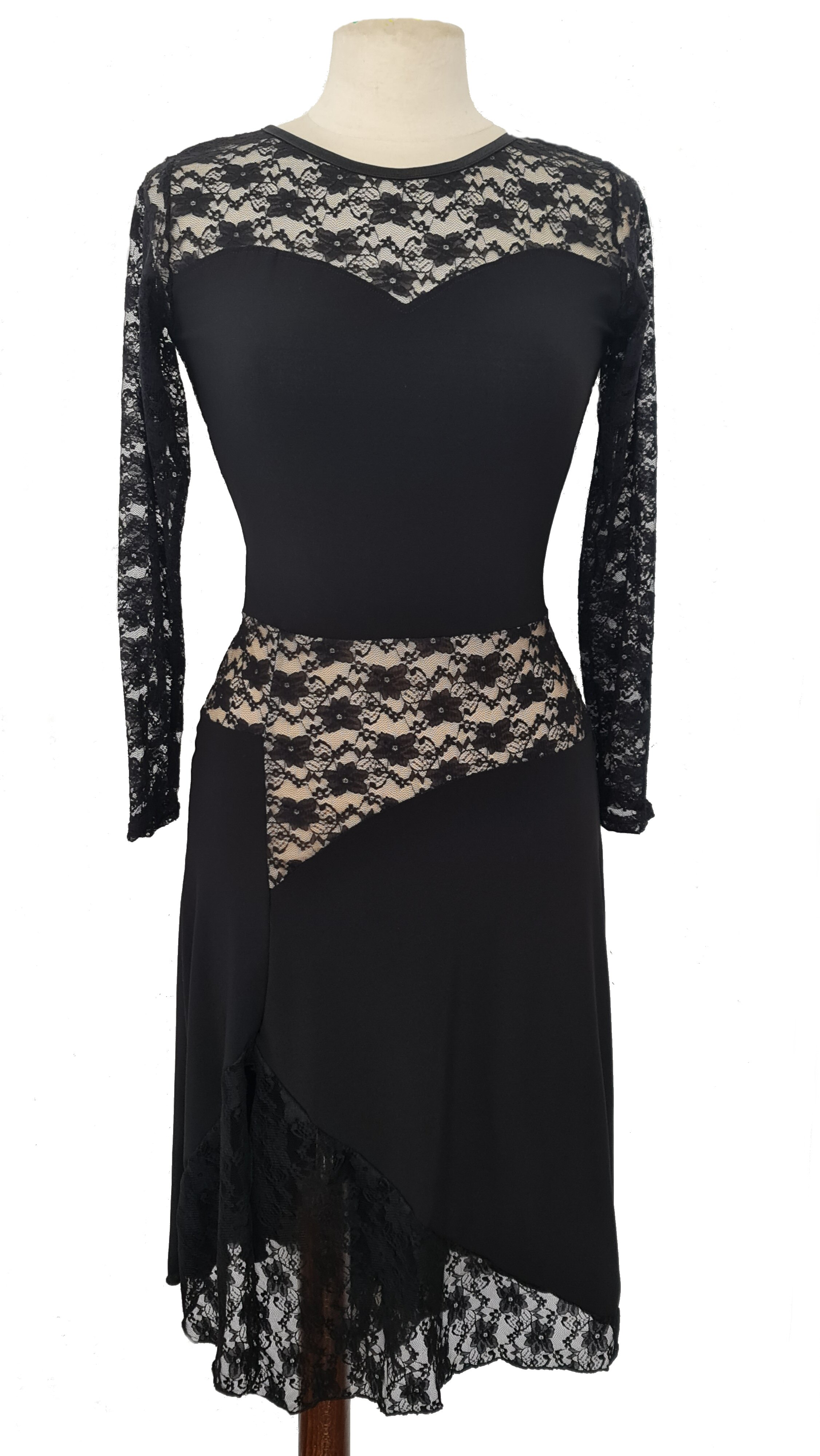 Argentine Tango dress with lace back and sleeves