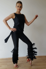 Ladies stretchy dance trousers with fringe