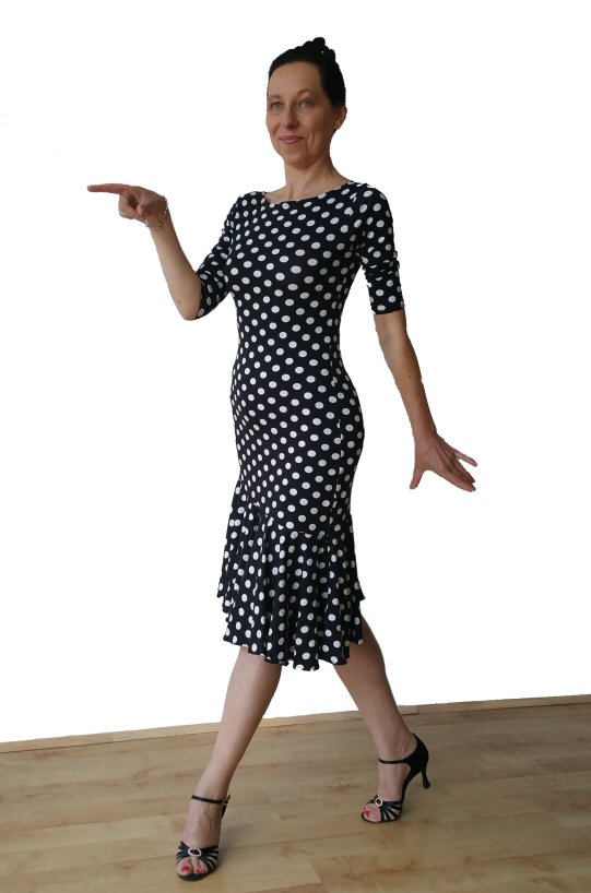 Polka dots Latin practice dress with sleeves