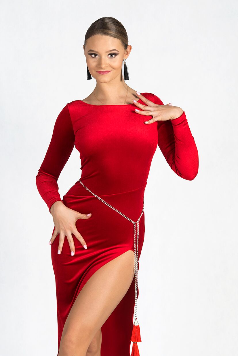 Brooklyn Red velvet latin dress