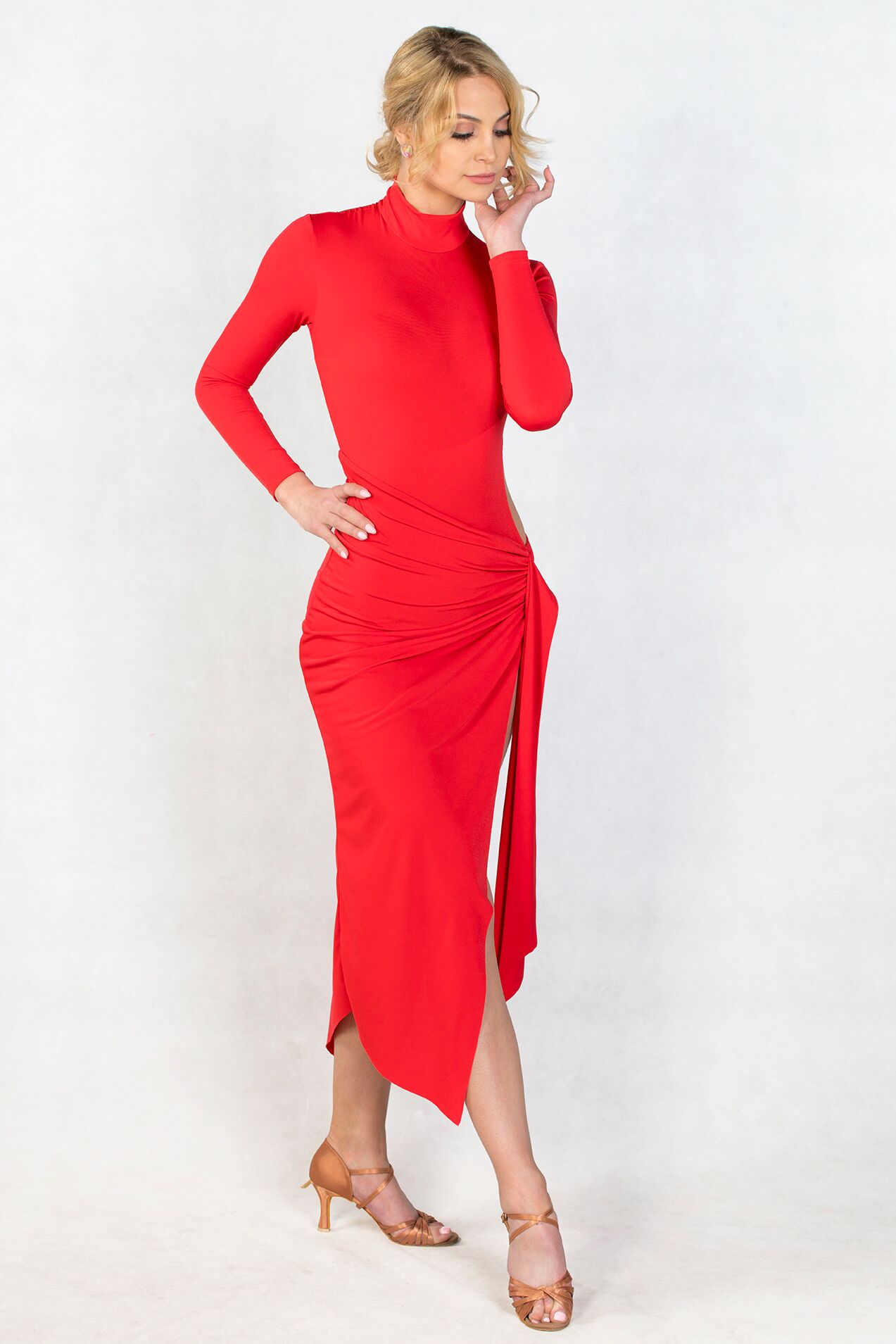 Zeta Red Latin dress with cut out hole