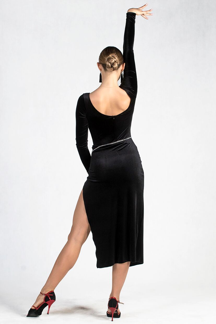 Brooklyn Black velvet Latin dress