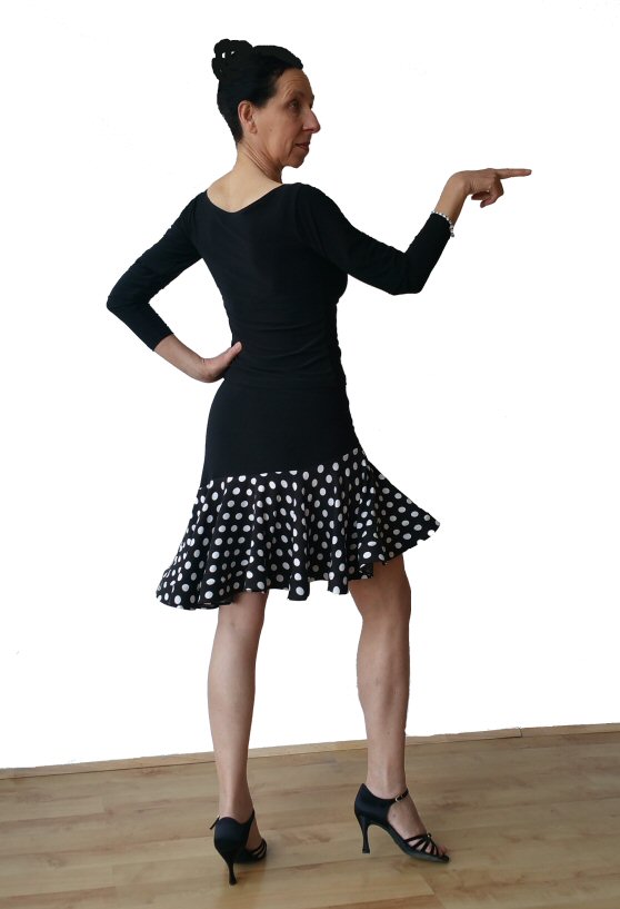 Black Polka dots Latin practice skirt