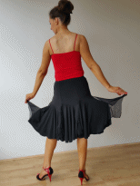 Stretchy black latin skirt with slit on the Right thigh