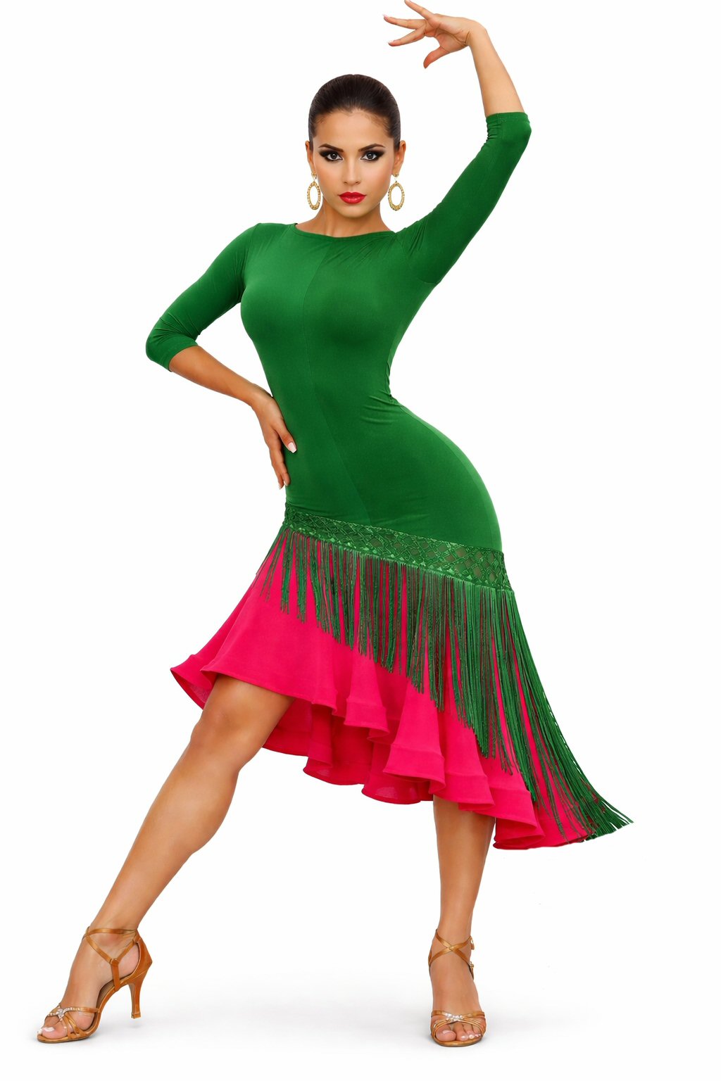 Two colour Fringe Latin dress by ZEM Dancesport UK