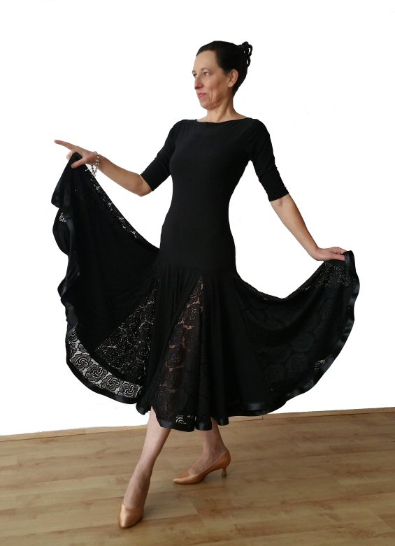 Black Ballroom dress with lace godets