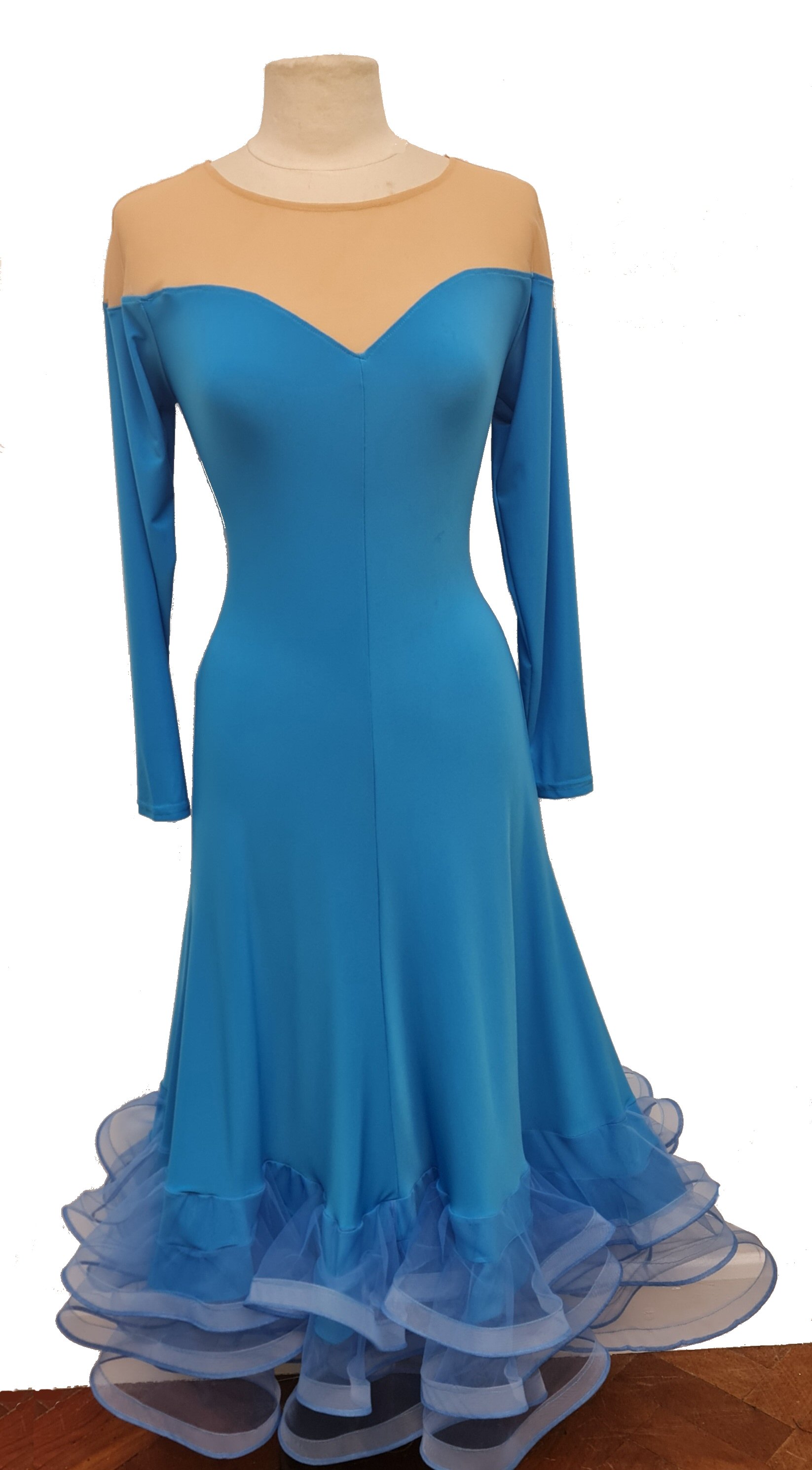 Perfecto Blue Ballroom dress with flesh net