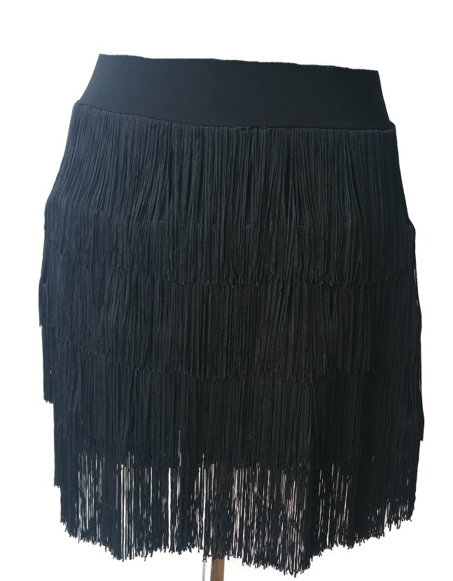 Four layer fringe Latin skirt