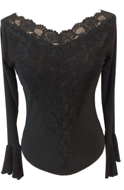 Lace front long sleeve top