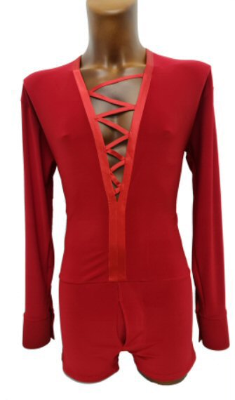 V-neck open chest Latin competition body shirt