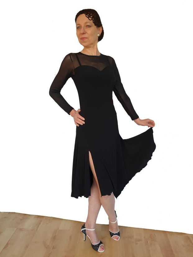 Argentine Tango dress with mehs sleeves