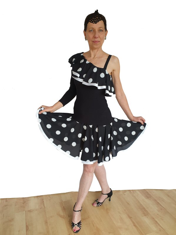 One sleeve Polka dots dress